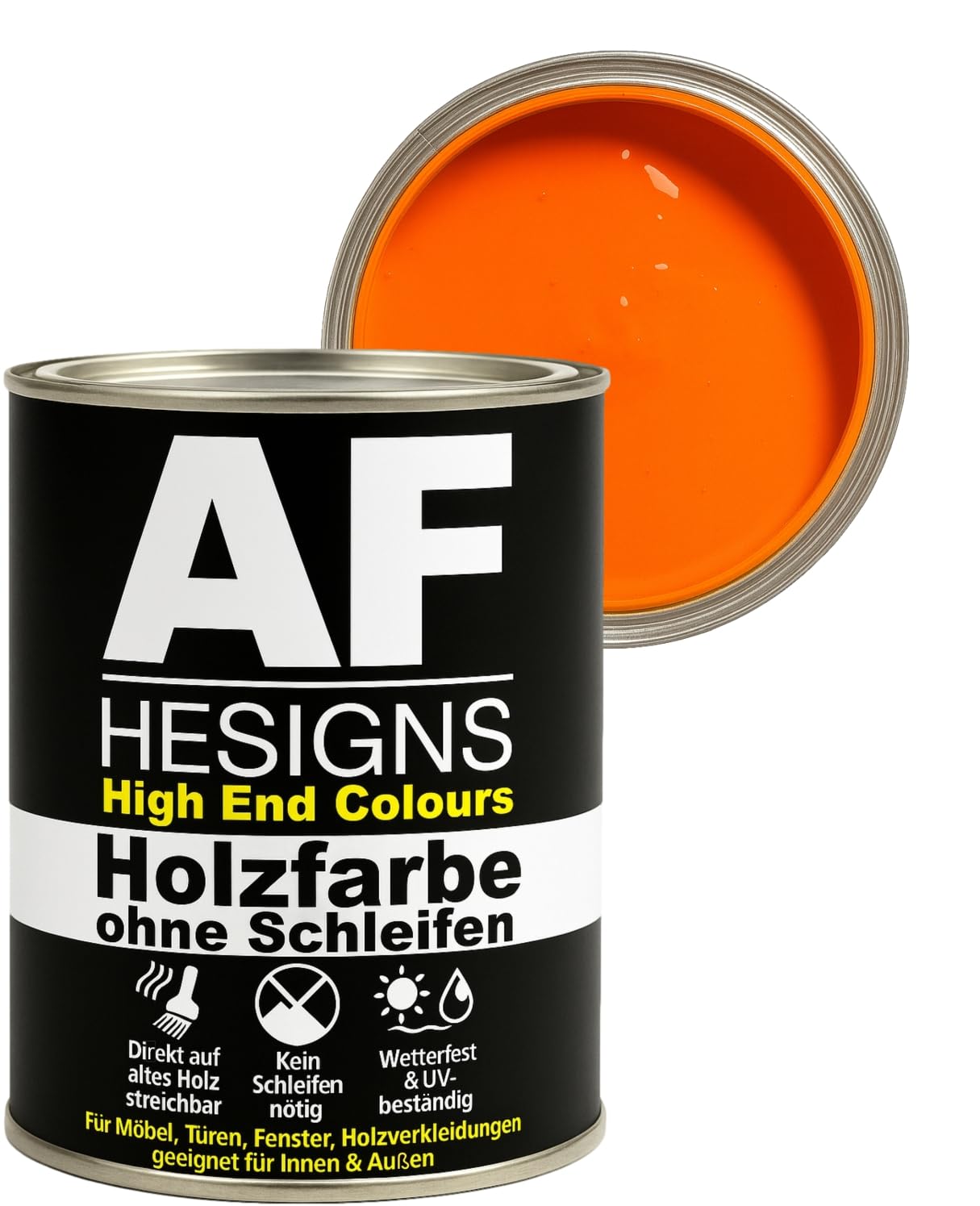 Alex Flittner Designs Peinture pour meubles, sans ponçage, orange profond, RAL2011, satiné mat, 750 ml, laque pour meubles, pour bois et métal, pour l'intérieur et l'extérieur