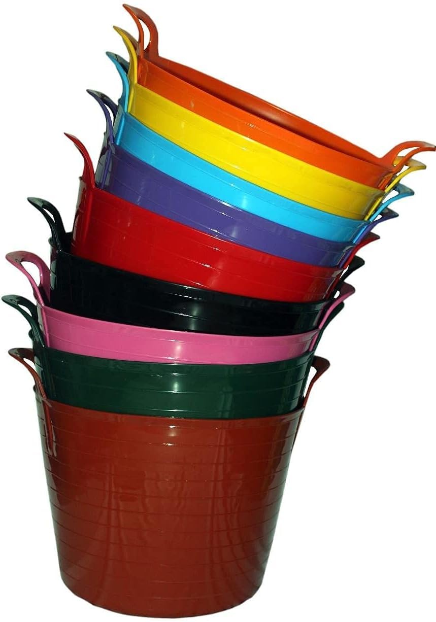 GardNTool® 5 x 42 Litre Flexi Tub Storage Container Bucket Garden Laundry Durable Colours