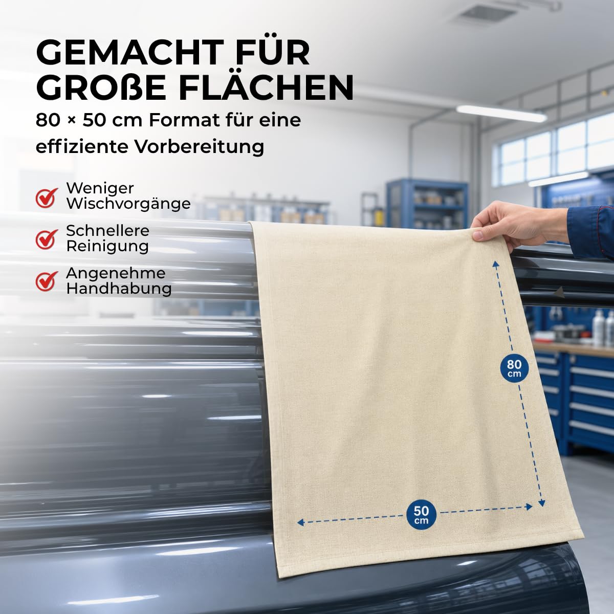 STC Staubbindetuch 10 x 5er Pack (50 Stück) – hochwertiges Honigtuch für Lackierarbeiten – Staubtuch für alle Lackarten geeignet – trocknet Nicht aus – 80 x 50 cm