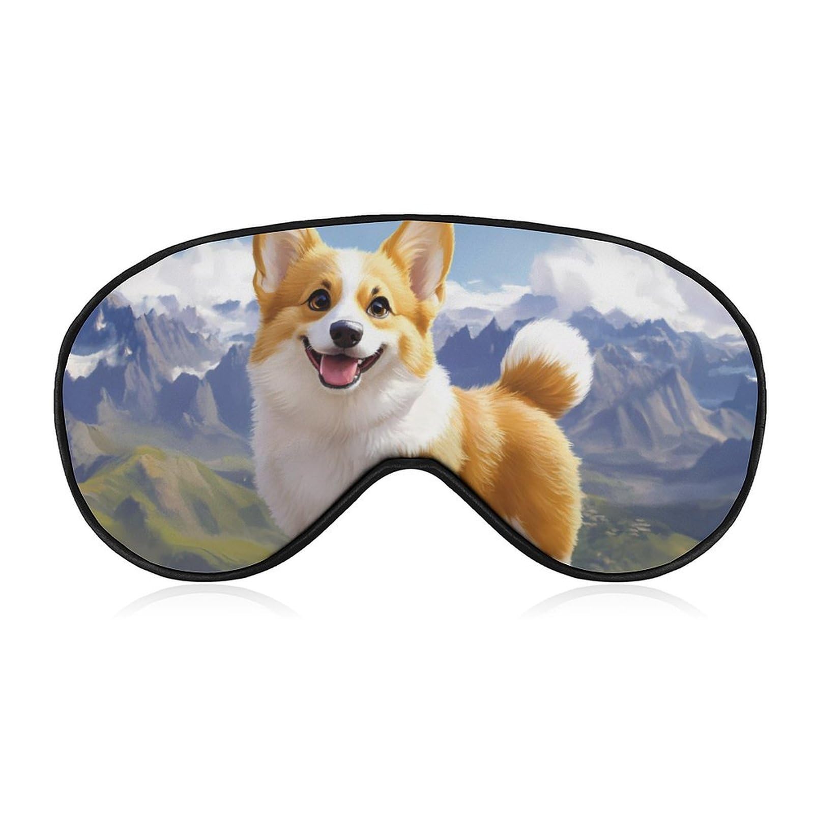 Corgi Dog and Mountain Sleep Mask Eye Shade Cover Adjustable Strap for Travel Lunch Break Women Men