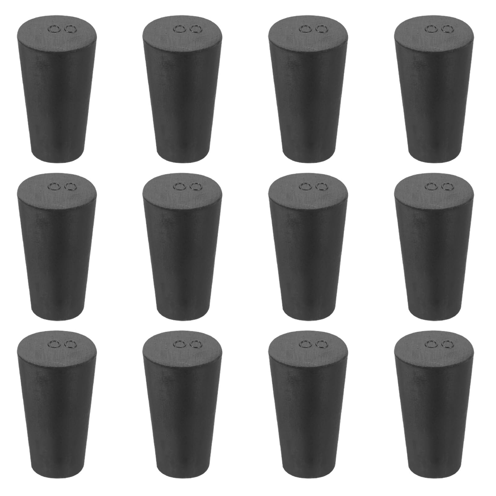 sourcing map Rubber Tapered Plug 11mm to 15mm Solid Test Tubes Bungs Stopper Black for Lab Home 12 Pieces