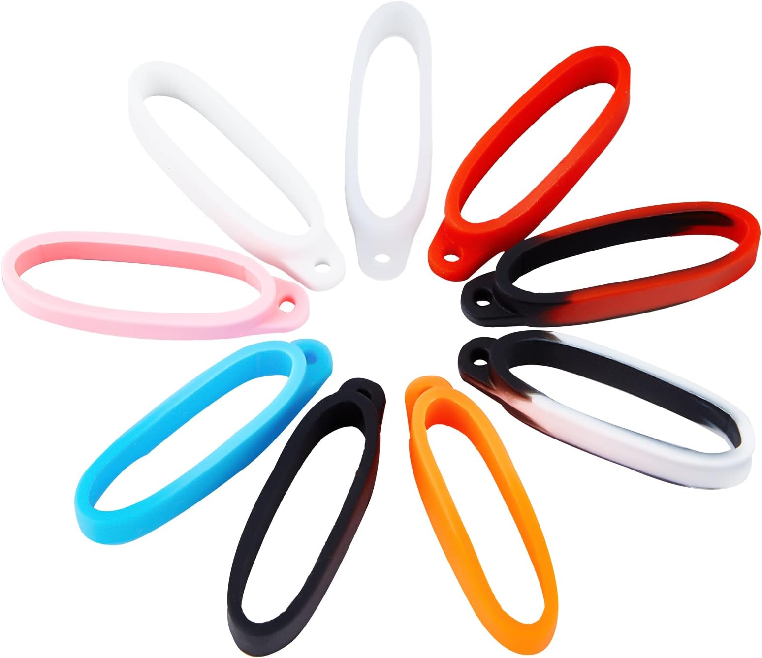 GORGECRAFT 18PCS 9 Colors Anti-Lost Silicone Rubber Rings Holder Multipurpose Adjustable Cases Necklace Lanyard Replacement Pendant Carrying Kit for Pens Diameter 40mm/1.57 inch