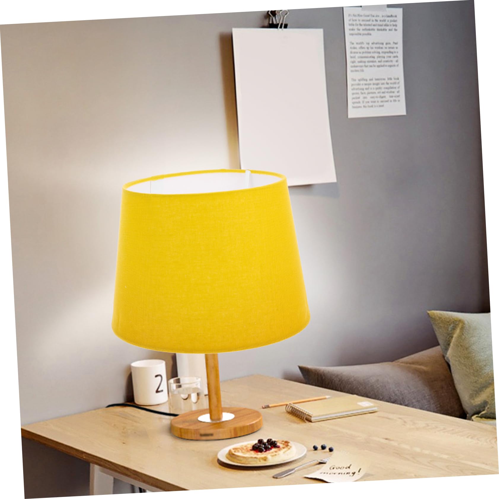 EXCEART Copri Lampada Giallo in Stoffa e Metallo, Facile da Installare, Design Semplice per Lampada da Tavolo o Applique in Camera da Letto