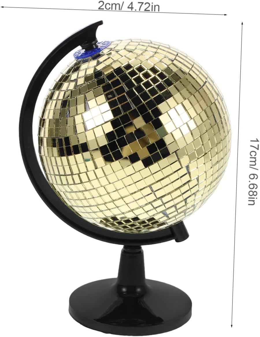 den Rotating Disco Ball Globe - Reflective Mirror Surface, Sparkling Flare Effect, Creative Office Desk Ornament for Home & Party Decorations