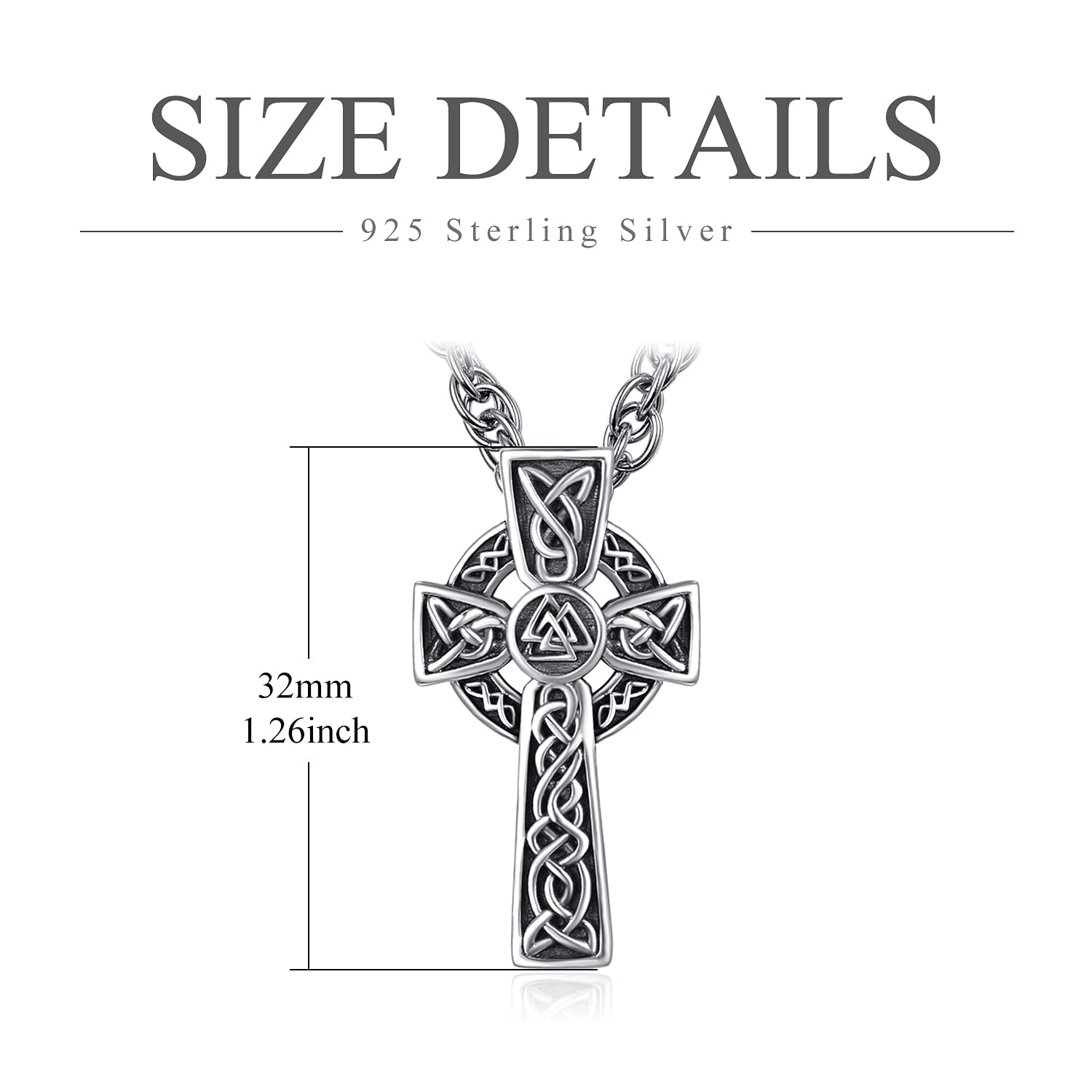 Collana con nodo celtico irlandese in argento Sterling 925 con croce religiosa di protezione Triquetra Trinity Triquetra, collana con ciondolo a triangolo, gioiello per uomo e donna