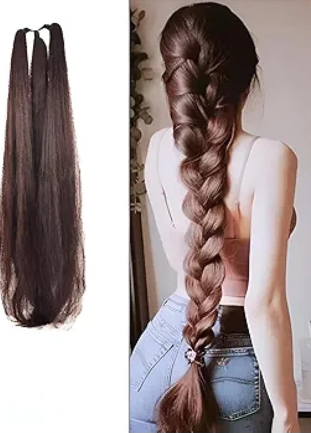 Brown Braiding Hair Extension Choti, Straight Long Braid, Dark Brown, Pack of 1-image-17