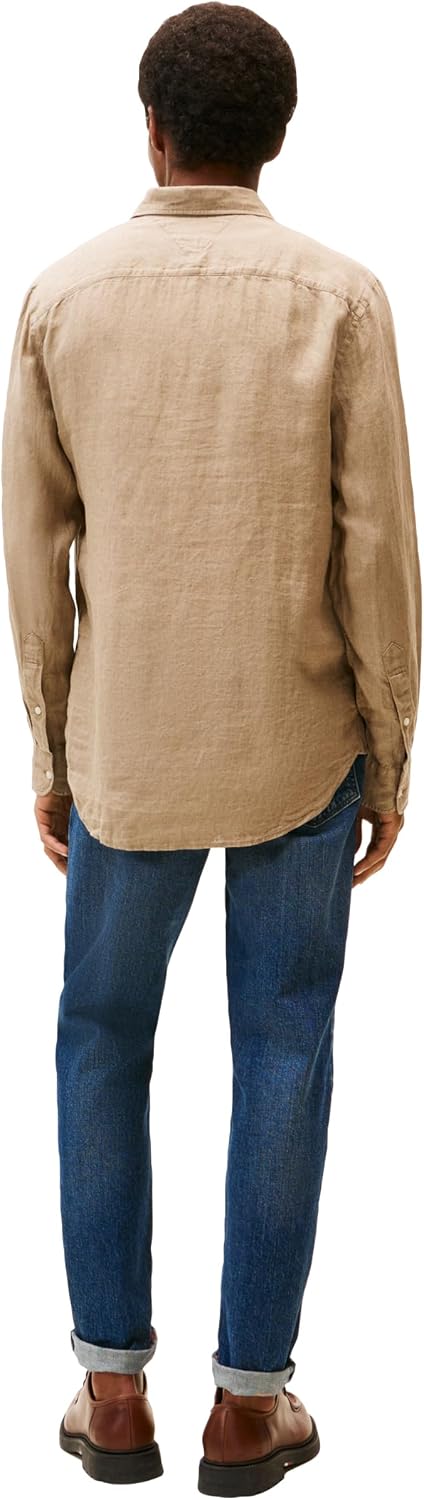 Tommy Hilfiger Men's Long Sleeve Casual Linen Button Down Shirts in Regular Fit