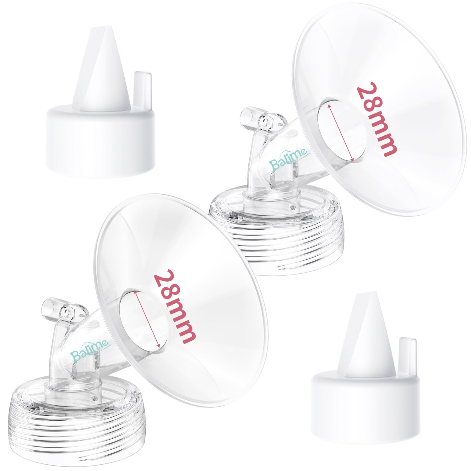 28MM Flange and Duckbill Valve Set Compatible with Spectra S1 S2 9 Plus, Wide Mouth Breast Pump Replacement Parts