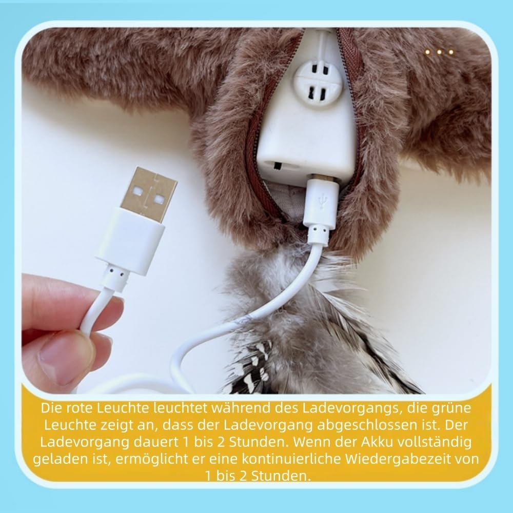 MEIION FlappyBird - flatternder Vogel Katzenspielzeug,Interaktives Fliegendes Vogel Katzenspielzeug mit Chirping, Flapping Flügel, USB - Aufladung