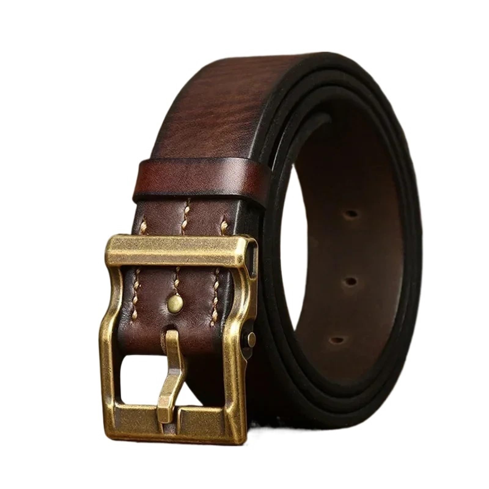 Ceinture en cuir noir pour jean cowboy et look vintage masculin de 105 cm