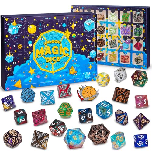 QMAY Polyhedral Dice - 24 Pcs Mystery Dice Box