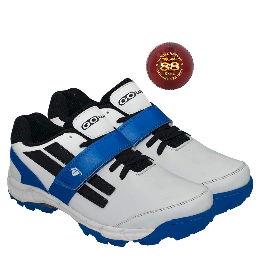 Pace White/Navy Cricket Shoes Size-4 with TR-88-R Cricket Leather Ball Veg Tanned Red, Unisex-Youth-image-18