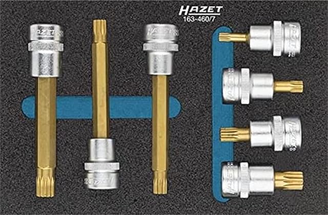 Hazet Screwdriver Bit Socket Set, Square Hollow 10 mm x 80 mm XZN Drive Profile Spline CVD Tin Coated, 460/7  Pack of 1