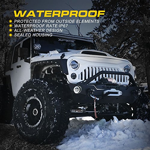 Xprite Fog Lights W/Red Halo Ring Angle Eye Drl, 4 Inch Foglights Compatible With 07-18 Jeep Wrangler Jk, 60W Led Front Bumper Replacements 1 Pair #TOP3