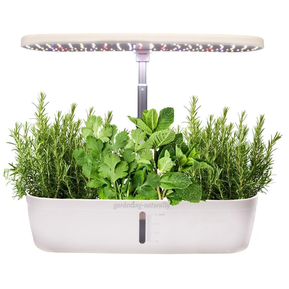 Gardening Naturally White Hydroponic System Fully Programmable 12 Pod Indoor Propagator Planter (White)