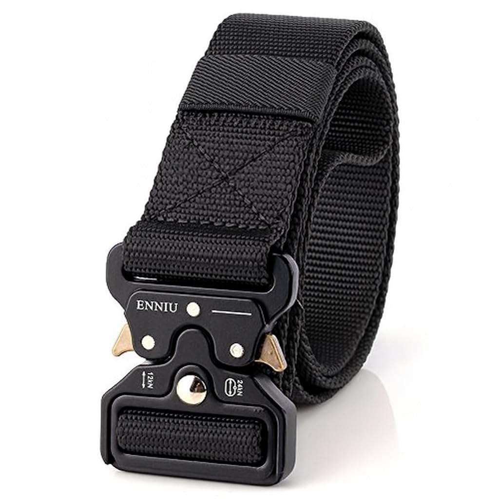 Men's Tactical Black Belt, Heavy-Duty Canvas Nylon Combat Belt with Quick-Release Buckle, Military-Grade-image-41