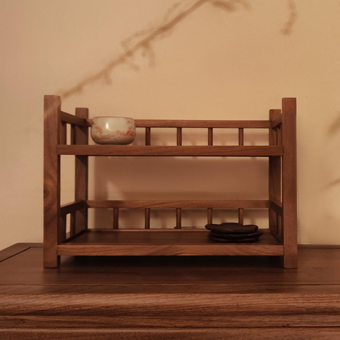 Amazon｜MJKQ9 卓上ラック 机上ラック 木製 ウォルナット 多機能 卓上