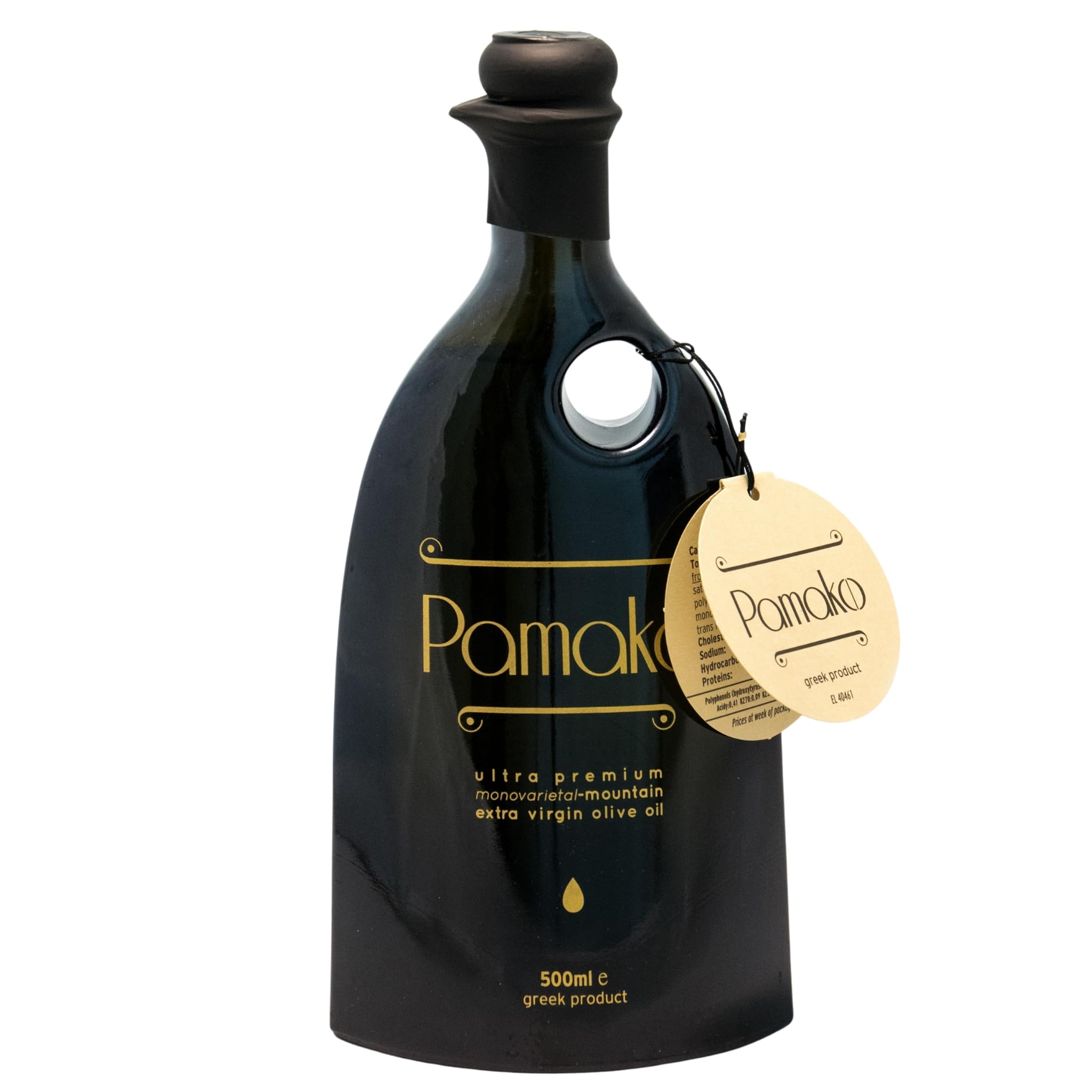PAMAKO Bio Olivenöl Natives Extra 500ml Monovarietal 100% Tsounati — Griechisches Olivenöl Kreta, kaltgepresst — 2081 mg/kg Polyphenole hochphenolisch — 20 Goldmedaillen NYIOOC LODO HYPERVOO