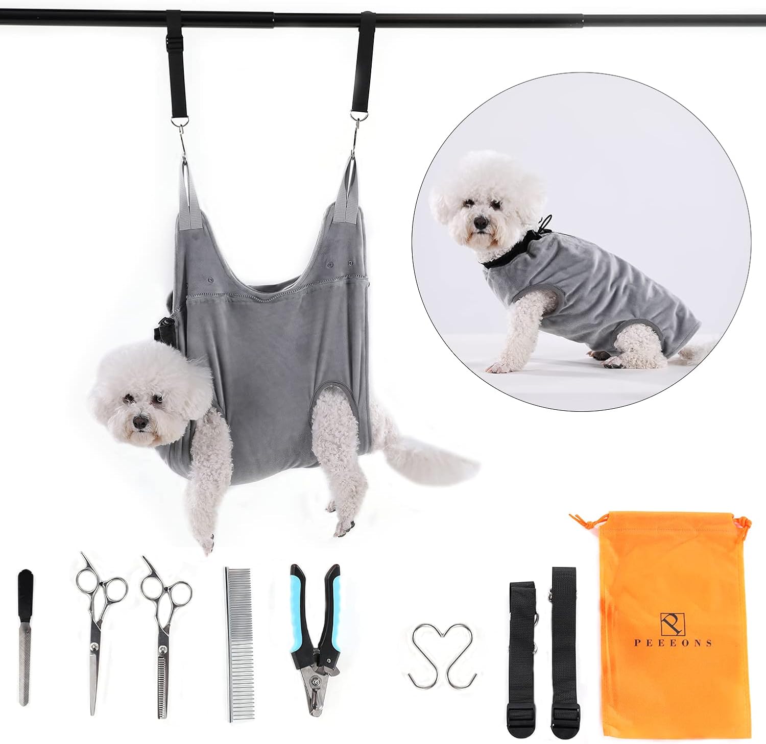 PEEEONS Cat Dog Grooming Hammock, Dog Grooming Harness, Pet Grooming Hammock for Small Dogs, Dog Grooming Sling for Nail Clipping, Dog…