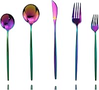 Vista 21 de JASHII - Juego de cubiertos de acero inoxidable de 20 piezas para 4, elegante acabado de espejo pulido con reloj de arena, ideal para el hogar