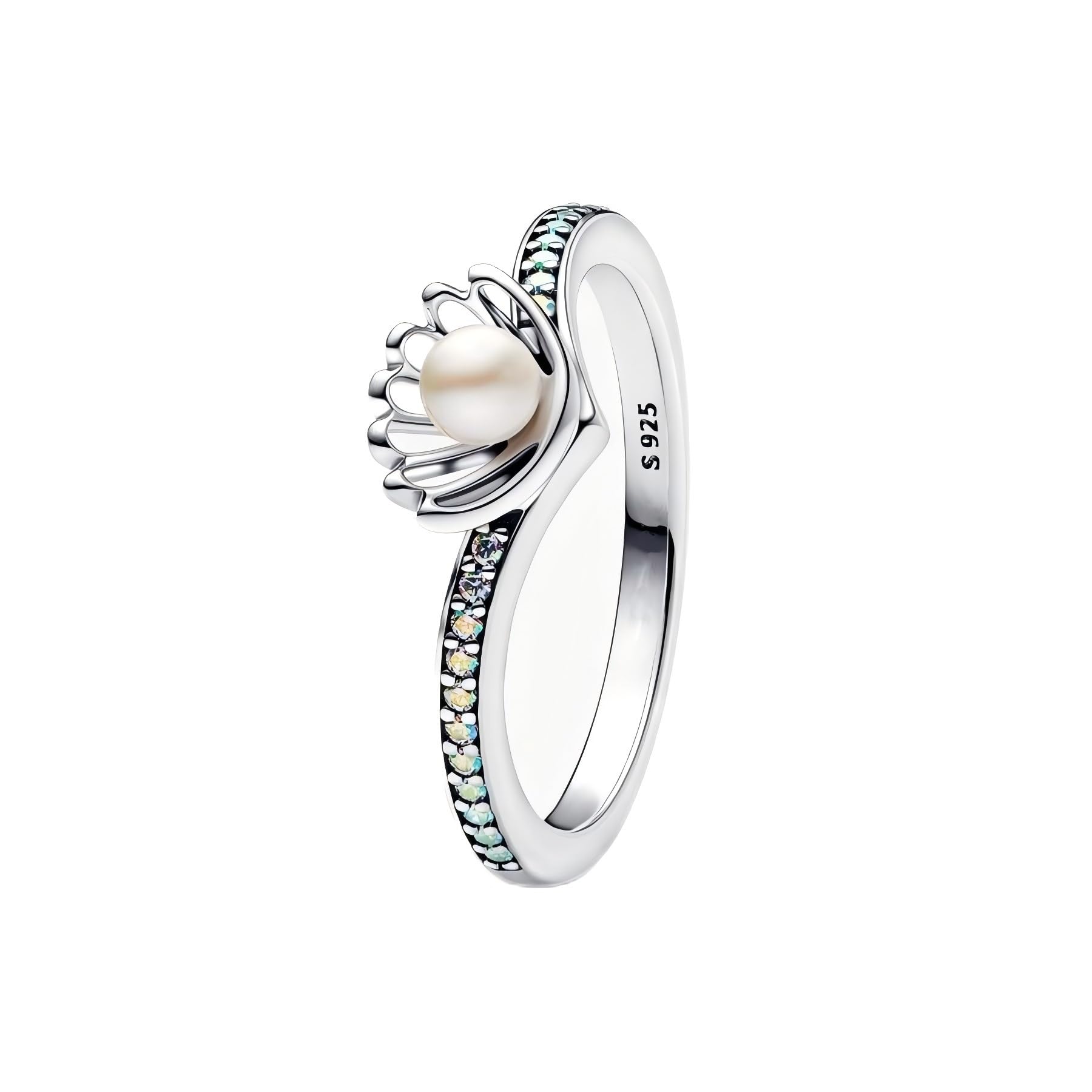 Princess Ring Fit Women Fashion Gifts 925 Sterling Silver DIY Jewelry (Princess Ariel Shell Pearl Ring number 6)
