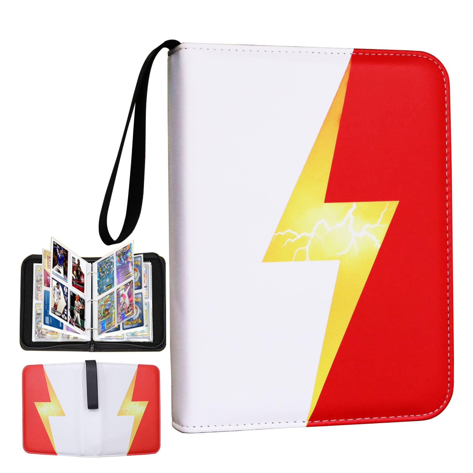 Fweel Trading Card Binder 4-Pocket Album Holds 400 Cards | 50 Page Capacity | Game & Sports Card Organizer with Zipper Closure | Portable Storage for Collectibles | Red - BigaMart Fweel Trading Card Binder 4-Pocket Album Holds 400 Cards | 50 Page Capacity | Game & Sports Card Organizer with Zipper Closure | Portable Storage for Collectibles | Red - BigaMart