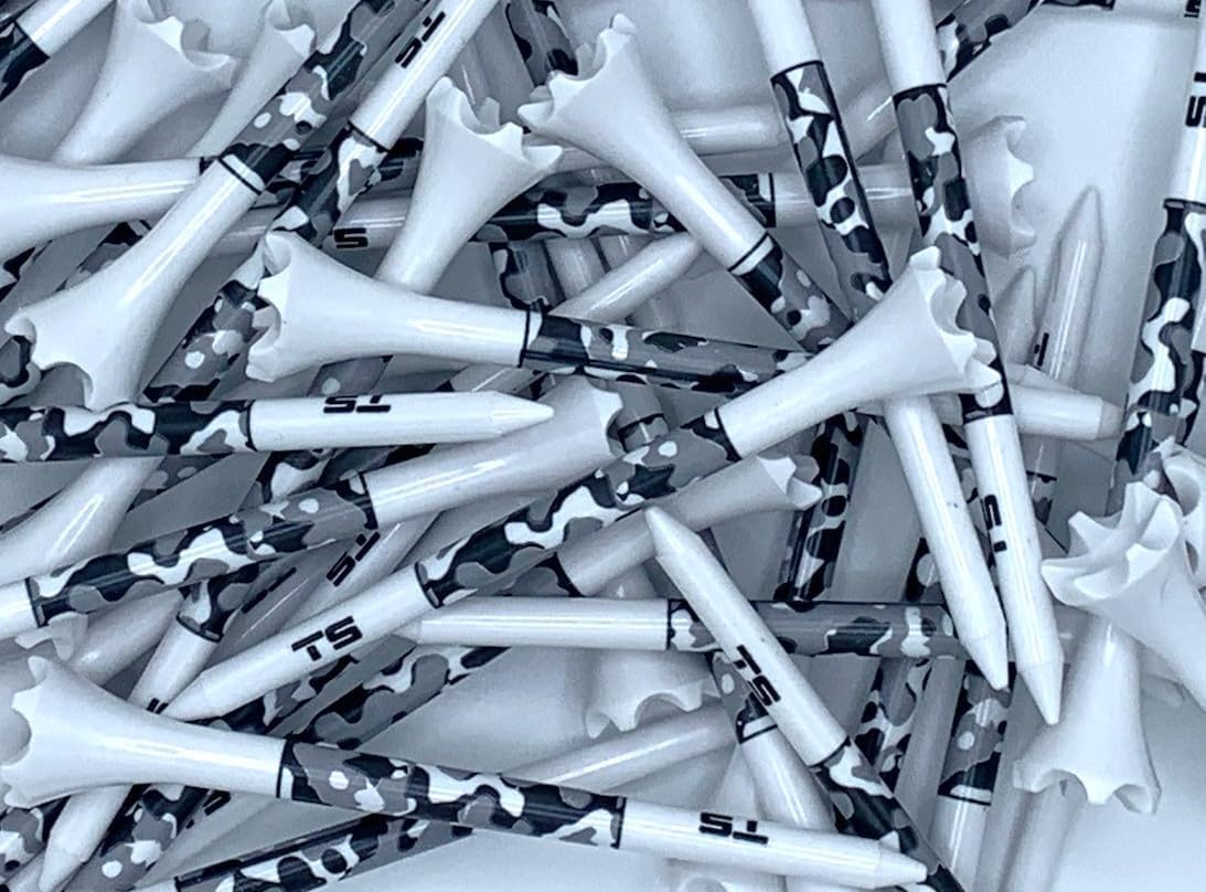 TRUESTRIKE Premium USA Golf Tees – 3¼" or 2¾" Durable Plastic Performance Tees (100 Pack) – Made in USA – Bulk Value Pack - Camo Grayscale 3 1/4 — image 1