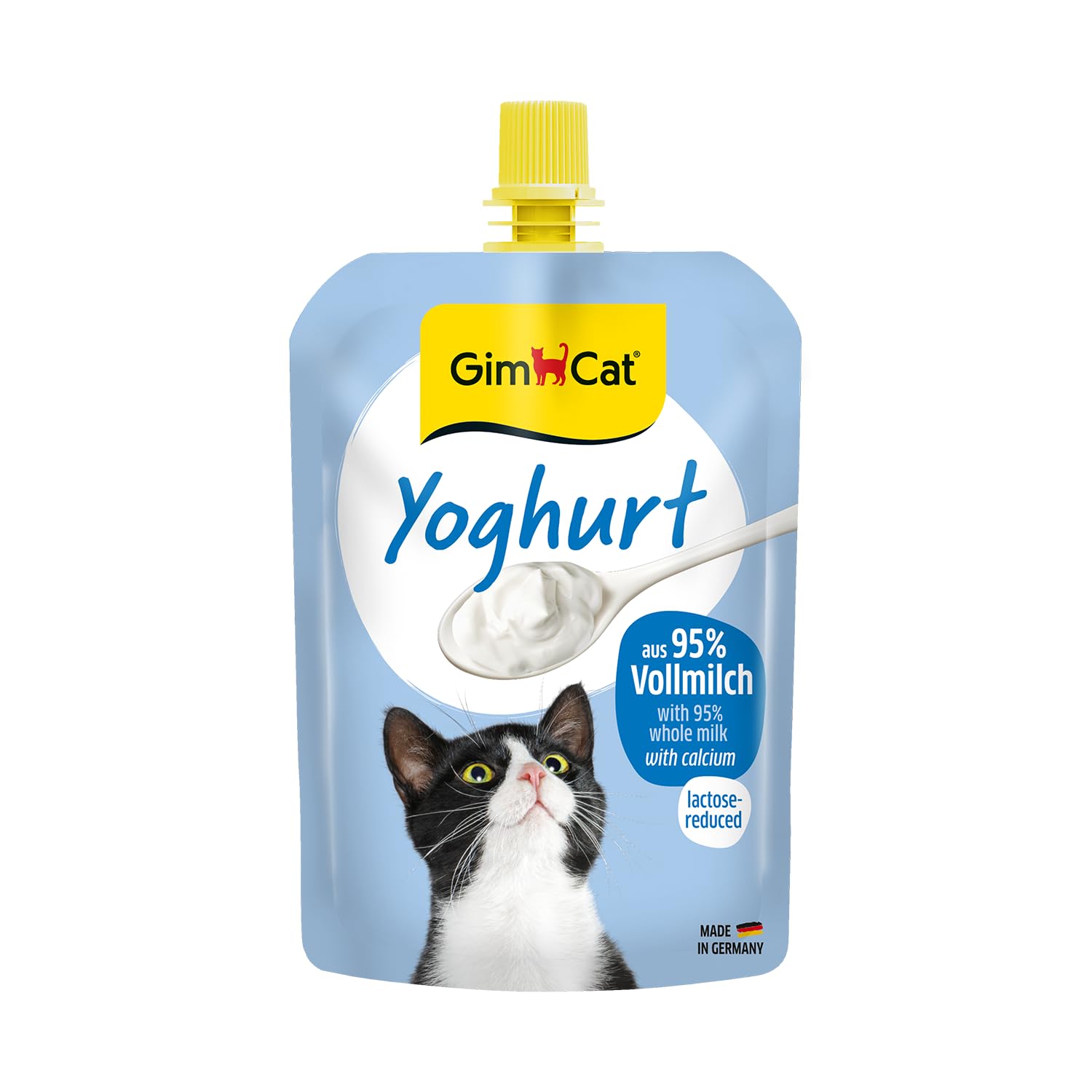 GimCat Yoghurt - Katzensnack aus echter laktosereduzierter Vollmilch mit Calcium für gesunde Knochen - 1 Beutel (1 x 150 g)