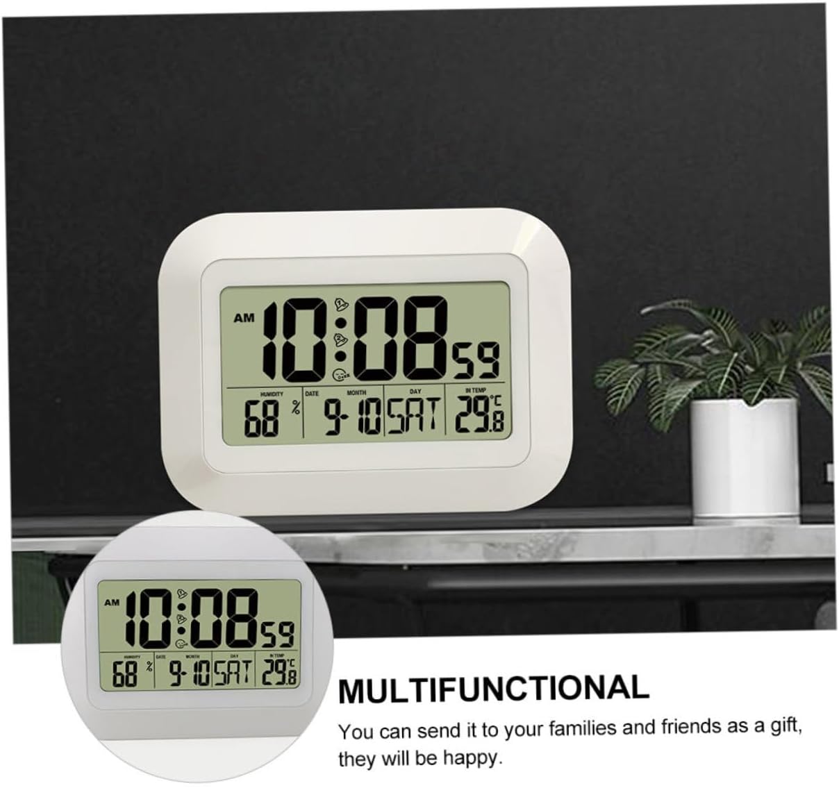 1Pc Digital Hanging Clock with Temperature and Humidity Display Stylish Home Alarm Clock for Bedroom Living and Study Screen Design