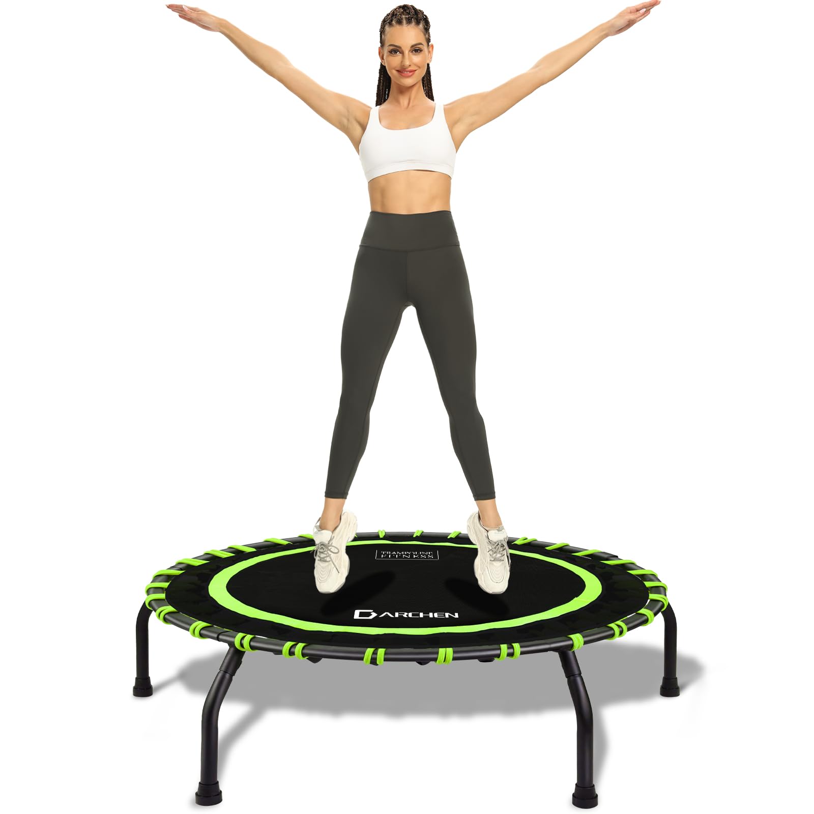 DARCHEN150KG Rebounder Mini Trampoline for Adult, Indoor Exercise Workout Fitness, Upgrade Design Bungee Trampoline for Safer Quieter Bounce [100 CM]