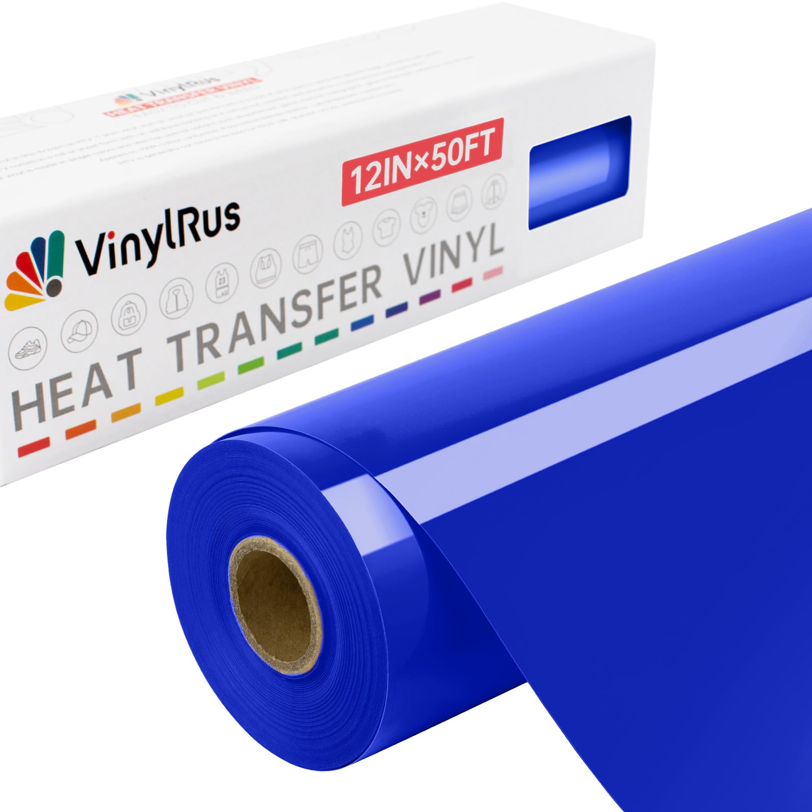 Heat Transfer Vinyl-12" x 50ft Royal Blue Iron on Vinyl Roll for Shirts, HTV Vinyl for Silhouette Cameo, Cricut, Easy to Cut & Weed