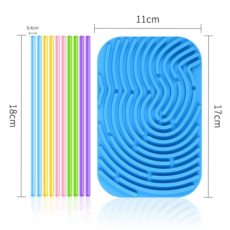SENKESH® Silicone Sensory Activity Board , Quiet Fidget & Creativity Board with 10 Colorful Strings, All 100% Silicone, Fine Motor Skill Toy with Free Activity Master Booklet, Ages 3+ (Blue) 1