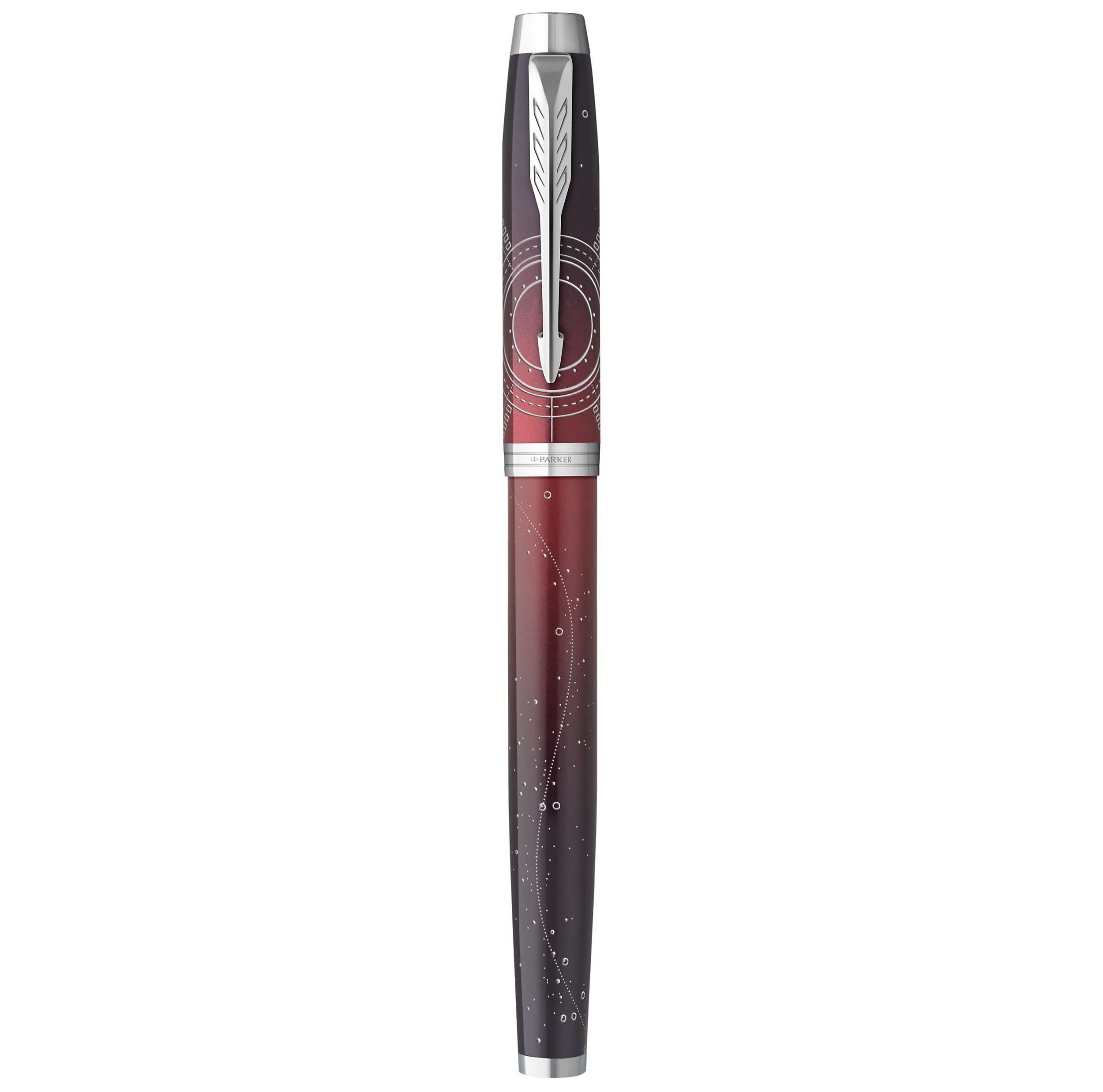 Parker IM Premium Portal, pluma estilográfica, gradiente rojo, pluma fina, tinta azul, caja de regalo