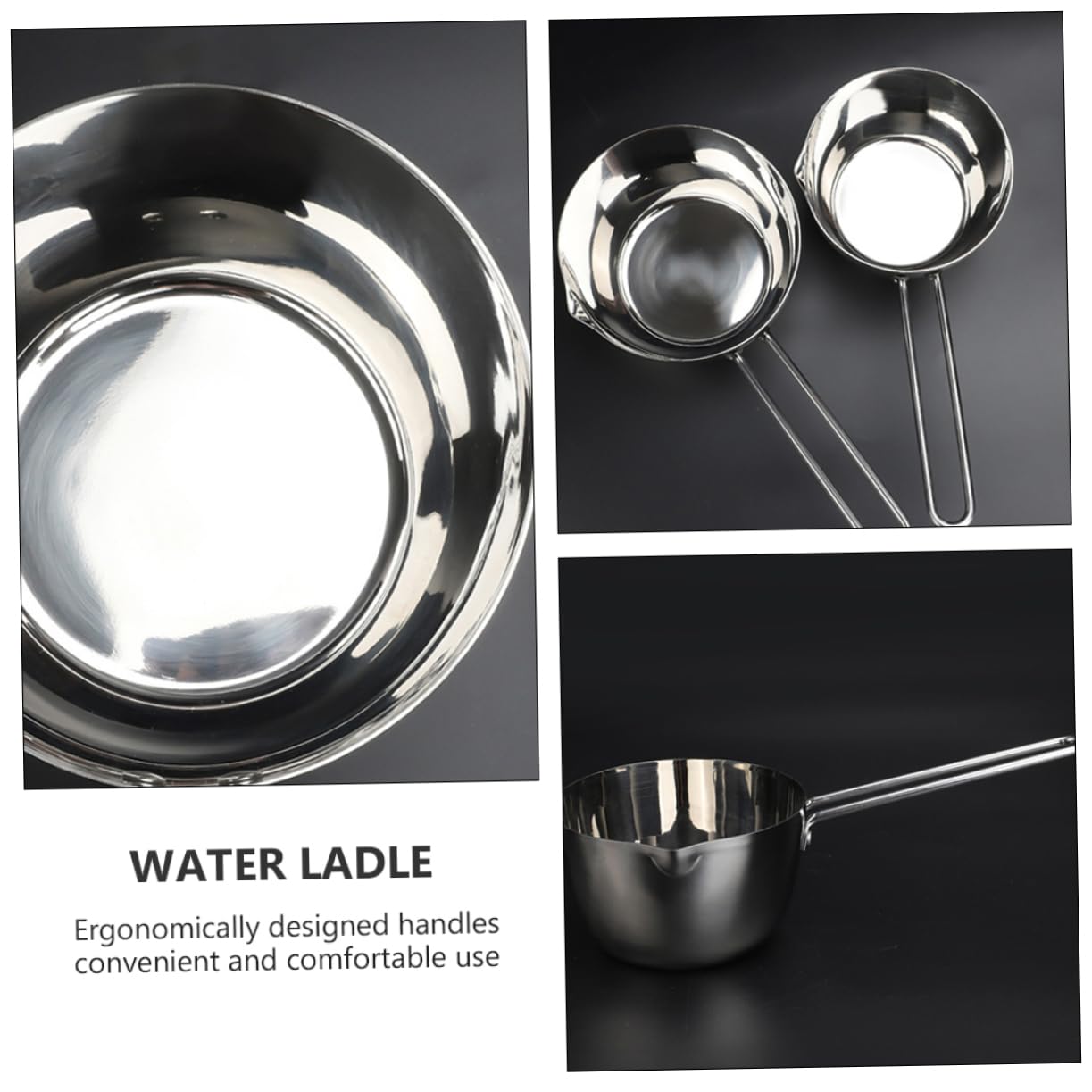 MAGICLULU Mestolo per Acqua in Acciaio Inox Manico lungo Ergonomico e Resistente, Mestolo Cucina Argento per Ristorante e Uso Domestico