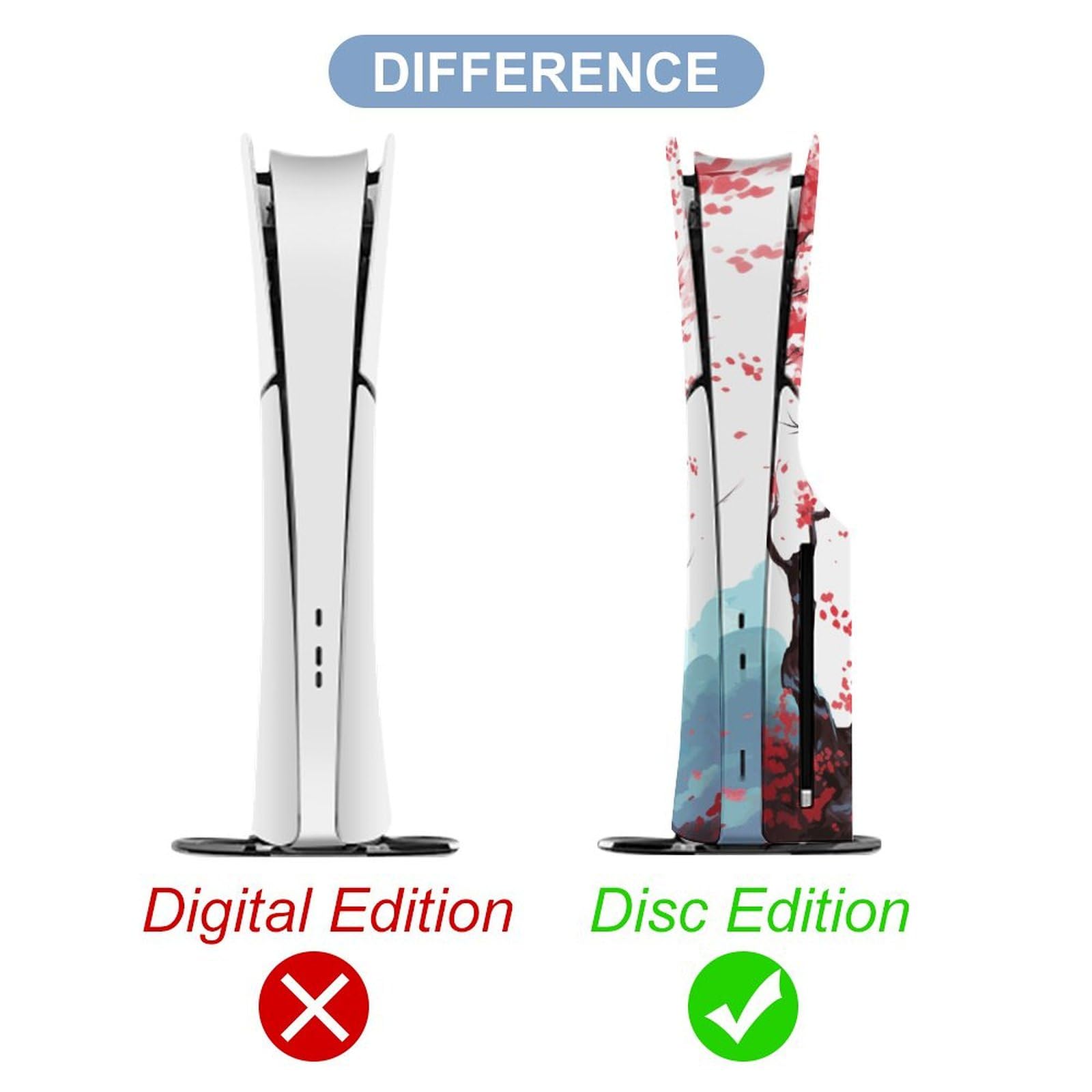 Skin adesiva per PS5 Slim Disc Cherry Tree Blossom Skin Console Controller Accessori Cover Skin Anime Vinyl Cover Sticker Set completo per Playstation5 Slim Disk Edition