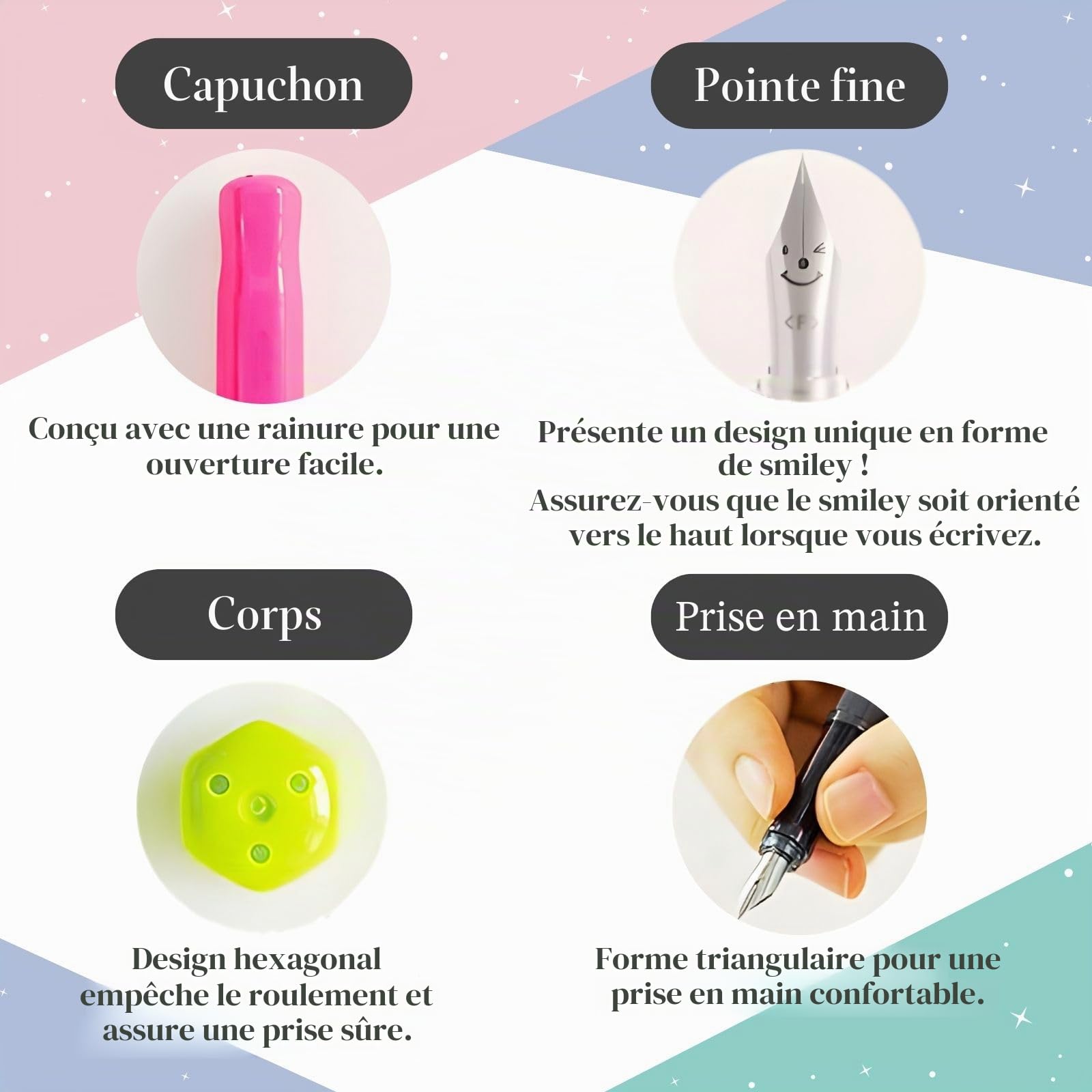 Ensemble de stylo plume Someie CON-40 avec convertisseur & pointe fine Kakuno rose (FKA-1SR-KGP-F) avec cartouche d'encre noire & notes autocollantes – Système d'encre rechargeable, pour débutants