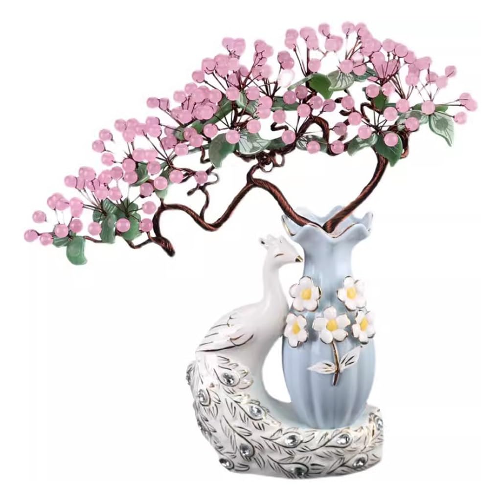 DFGHNBVC Artificial Bonsai Tree Jade Jade Carving Jade Desktop Entrance Tv Cabinet Bedside Cabinet Decoration Living Room Wine Cabinet Ornament Desktop Display Fake Plant Greenery Deco,