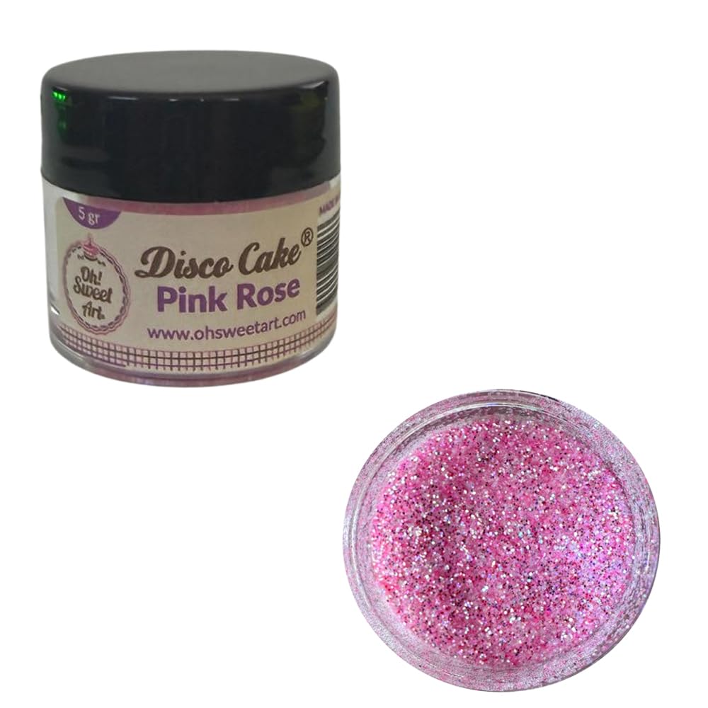 PINK ROSE Disco Cake™ 5 grams each container, decorating, cake pops, wedding cakes By Oh Sweet Art
