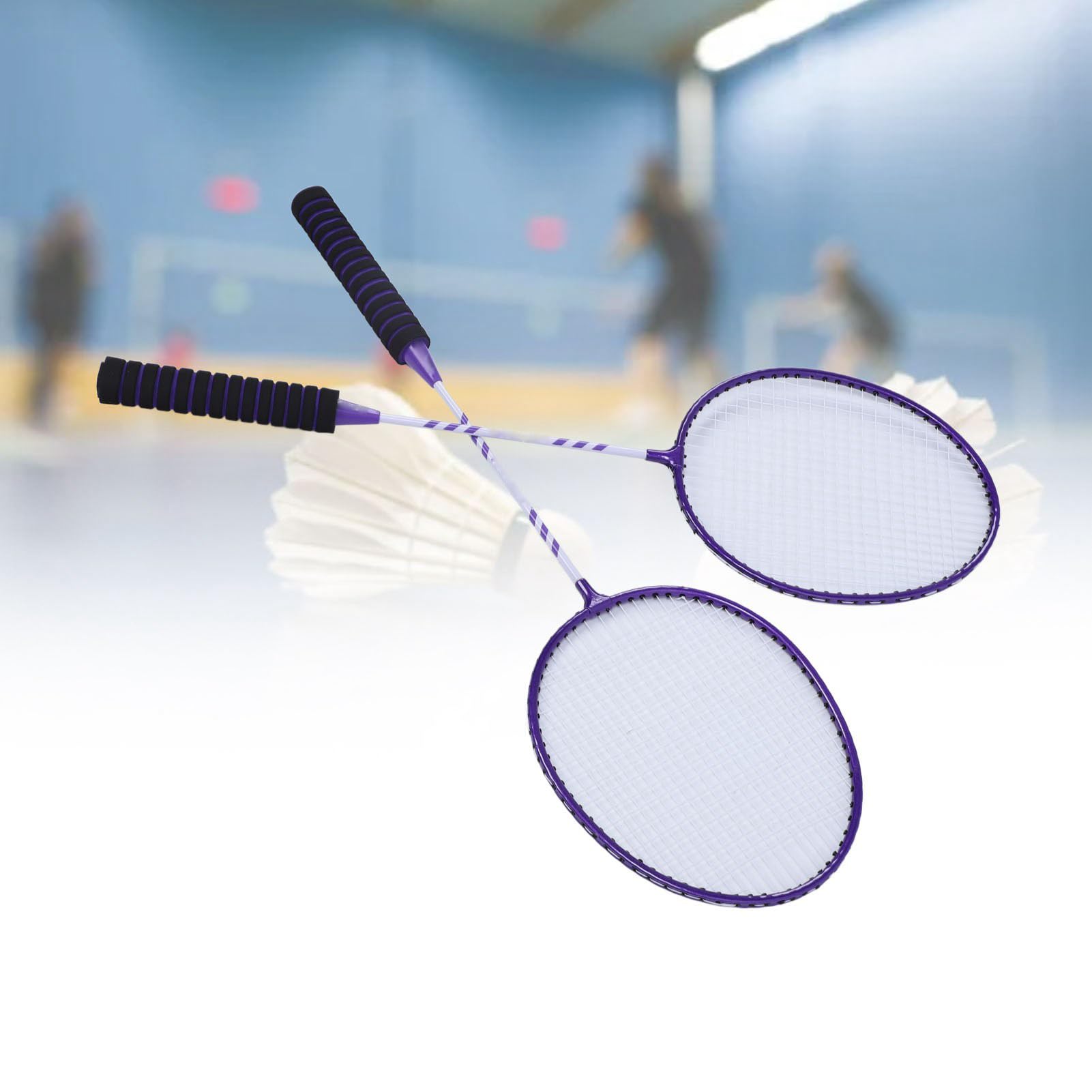Tbest Zestaw 2 Rakiet do Badmintona dla Dorosłych z ramą ze Stopu żelaza Uchwyt Antypoślizgowy 4 Nylonowe Lotki Torba do Przenoszenia na Zewnątrz Podwórko Gry Sportowe w Pomieszczeniach Czerwony