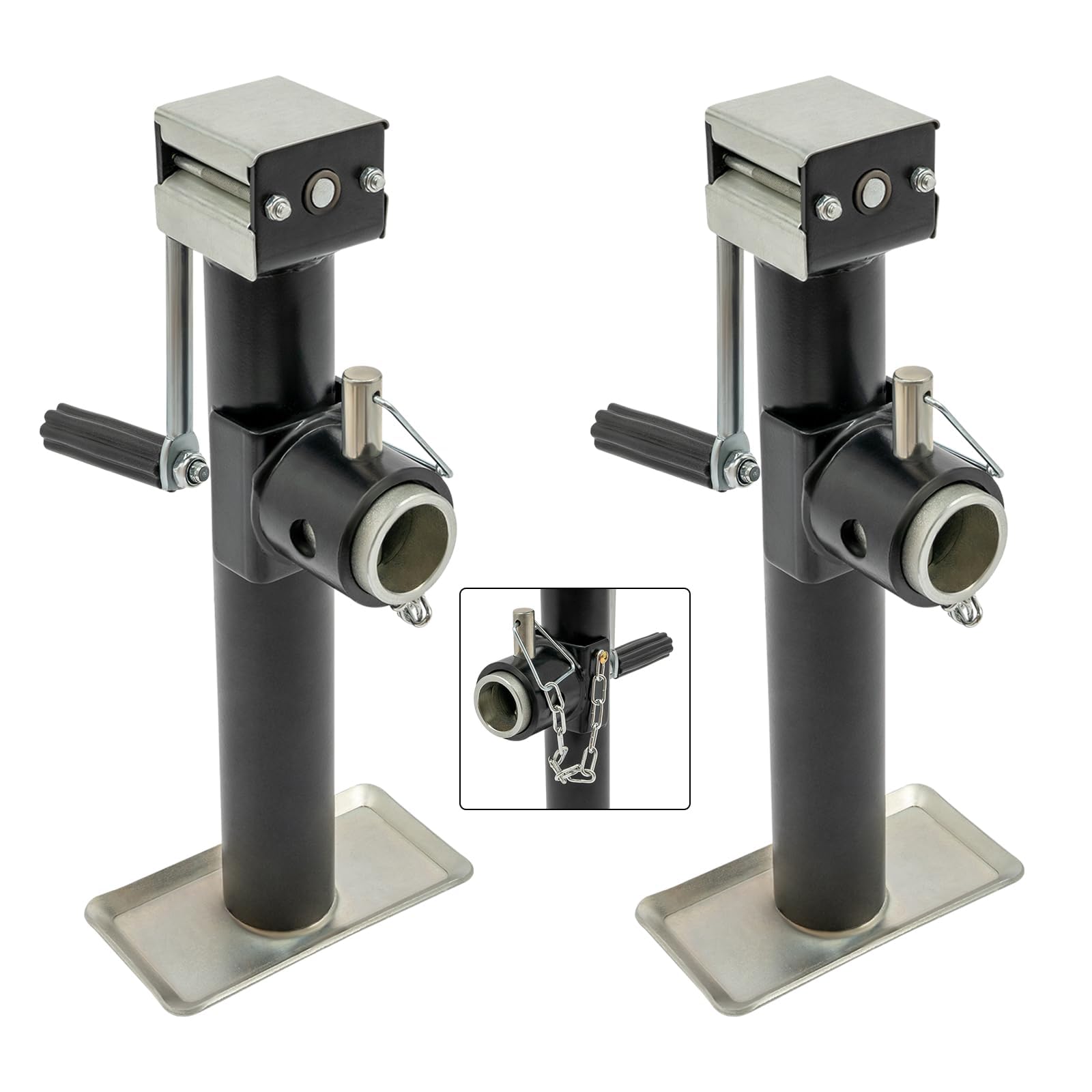 2PCS Wagenheber, Anhängerstützen Höhenverstellbar, PKW Anhänger Anhängerstütze Stützfuß Stütze Schwerlast Anhängerständer 43-69 cm Verstellbar 1T/2204.62lbs für Caravans, Wohnwagen, Yachten