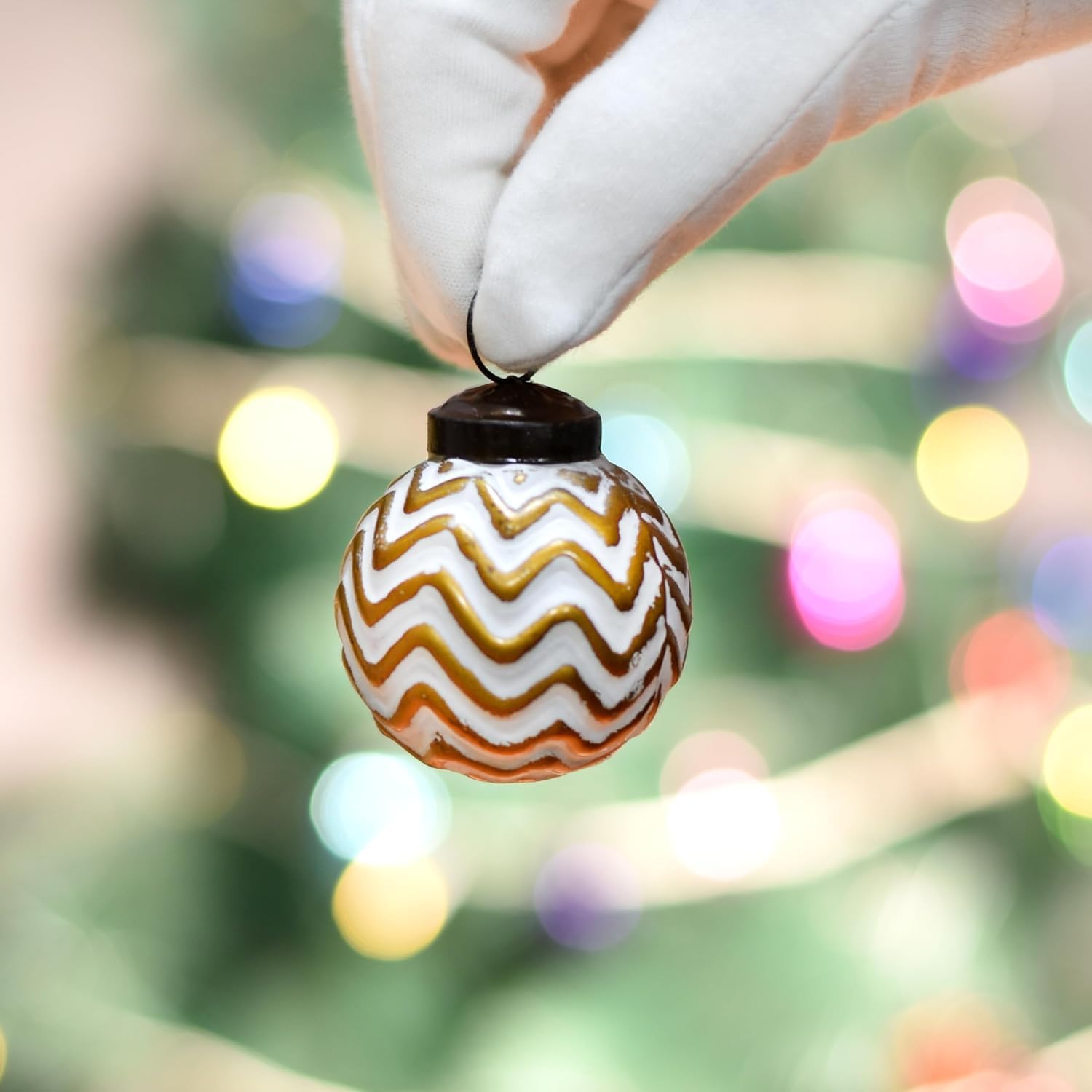 Adornos navideños de cristal vintage, 12 bolas redondas blancas y doradas, 10 cm