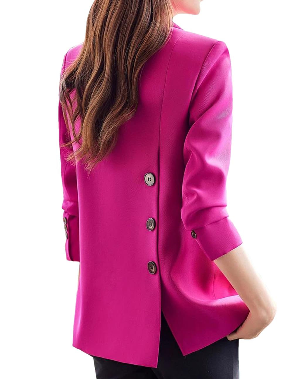 Ladies Back Side Single Breasted Side Slits Suit Business Work Wear Notch Collar Formal Blazer