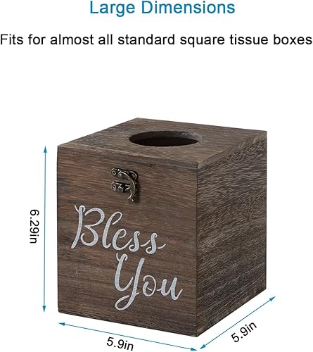 Miniatura 7 de Bless You - Funda para caja de pañuelos de madera, color blanco rústico, cuadrado, soporte para papel higiénico de granja o servilletero para mesa