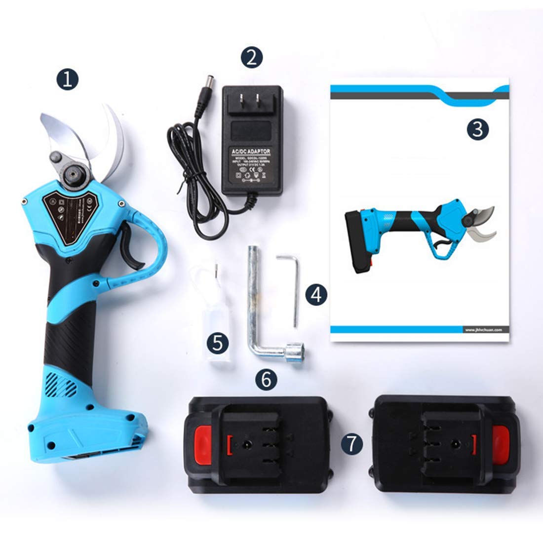 Sécateur Électrique Sans Fil 21V – Coupe Jusqu'à 30 Mm, 2 Batteries, Puissant Et Léger Pour Jardin Et Verger
