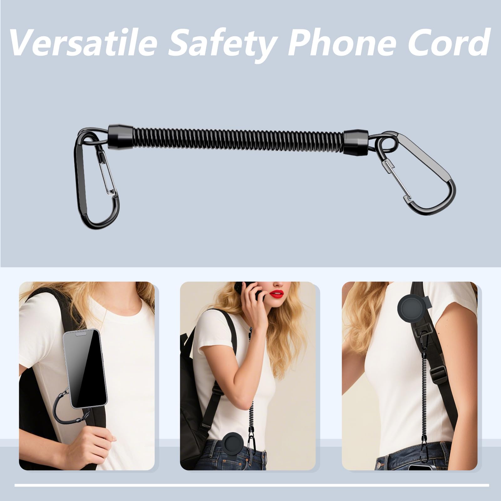 Ysnzaq Magnetischer Handy Gürtelclip Halter, Handyhalterung Rucksack Clip für Wandern, Klettern, Outdoor Handysicherung Halter mit Federseil für für iPhone, Samsung, Google, Moto, Mag-YTJ Black