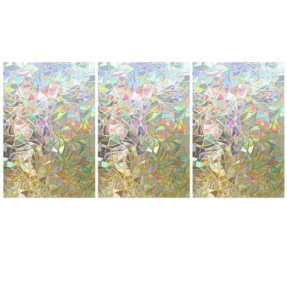 Hndhbfgrt 3X 3D Window Film Rainbow Reflective Decorative Privacy Static Clings Glass Sticker