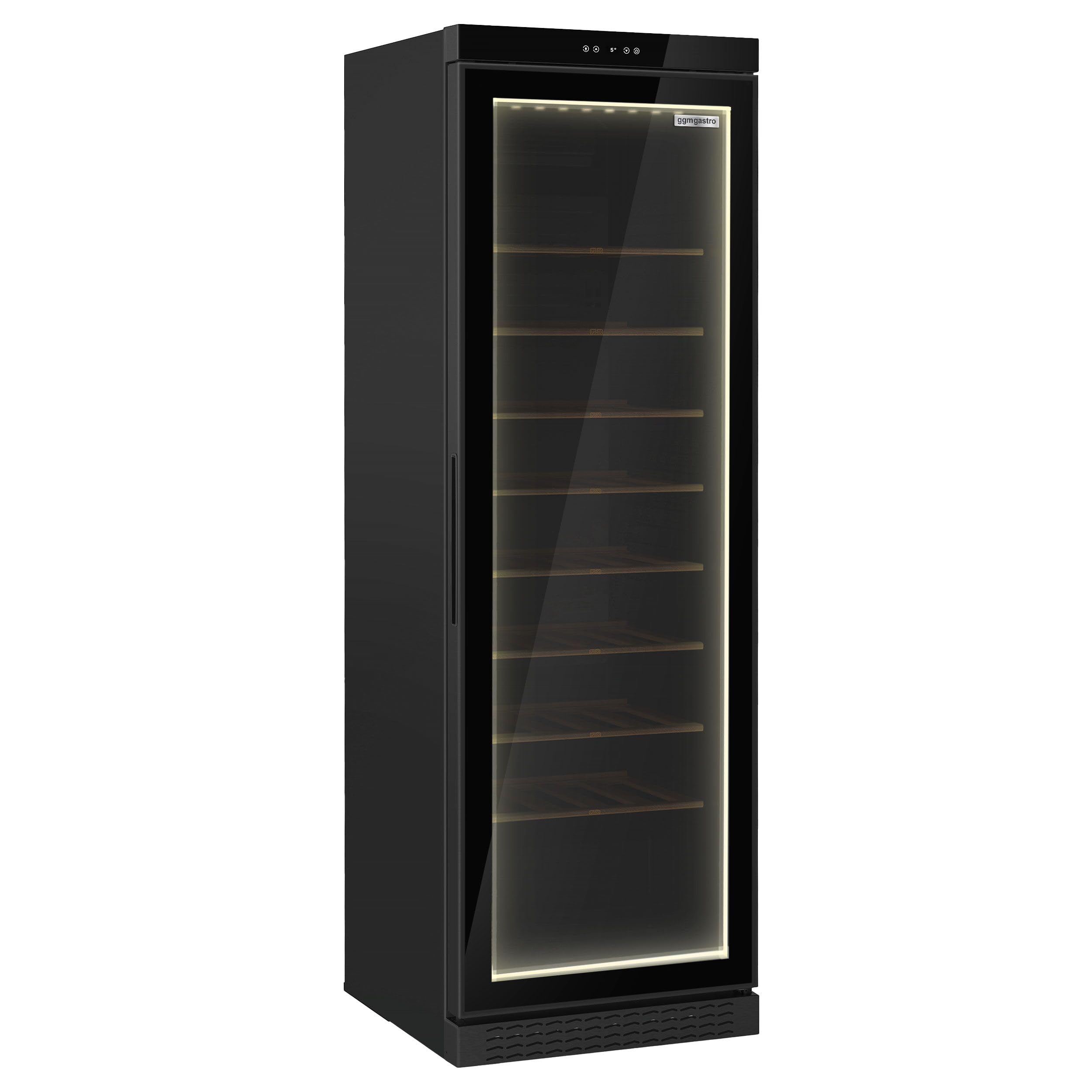 GGM Gastro Weinkühlschrank 360 L, 60 Flaschen, 595x605x1832 mm | Professionell, langlebige Edelstahl-Ausführung, digitale Präzision, optimale Präsentation, mobil durch feststellbare Räder