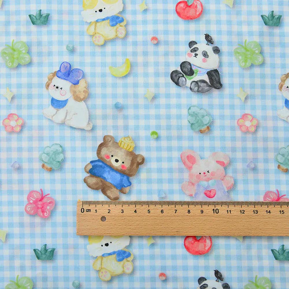 Tela de gasa estampada con animales dibujos animados algodón