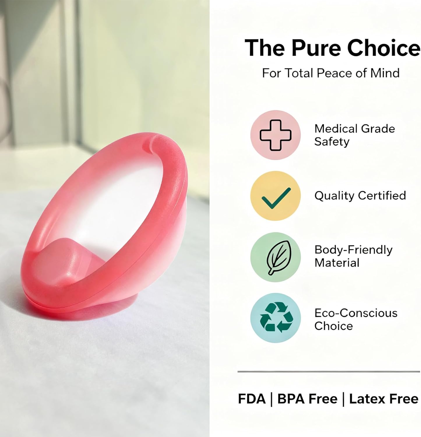 Soft Rose Menstrual Disc Small – Reusable Medical-Grade Silicone Period Disc | Leak-Free 12H Protection, Flexible & Body-Safe Design | Eco-Friendly Tampon Alternative for Women - Image 4