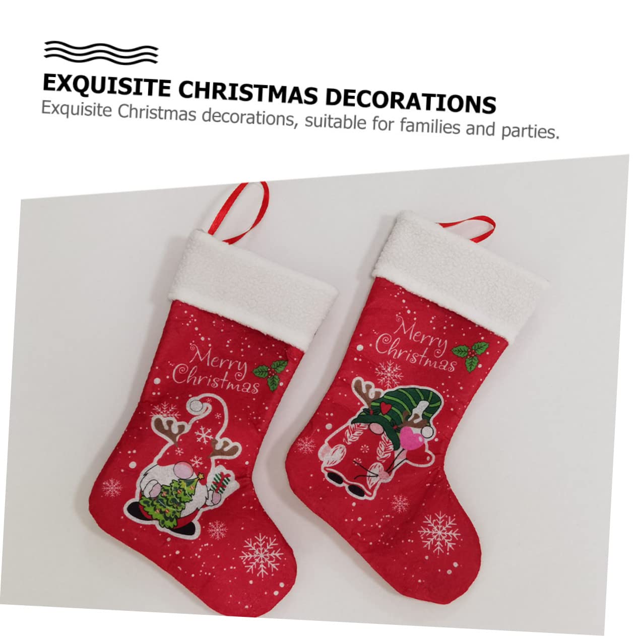 IMIKEYA 14 STK Weihnachtsstrumpf-geschenktüte Santa Hängender Sack Familienweihnachtsstrümpfe Kamin Hängende Strümpfe Krippendekor Weihnachtssocke Sankt-strümpfe Rot Vliessocken